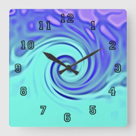 Turquoise Blue Abstract Wave Art Vierkante Klok
