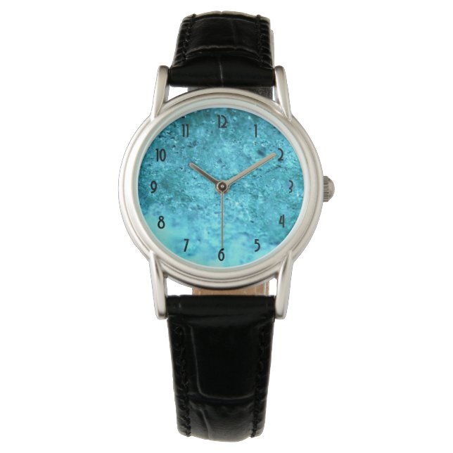 Turquoise Blue Abstracte textuur Horloge (Voorkant)