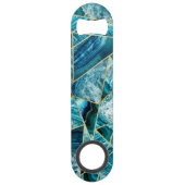 Turquoise Blue Agate Black Gold Geometric Monogram Speed Flessenopener (Achterkant)