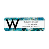 Turquoise Blue Agate Black Gold Geometric Triangle Etiket (Voorkant)