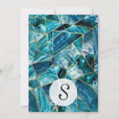 Turquoise Blue Agate Black Gold Geometric Triangle Kaart (Achterkant)