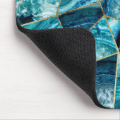 Turquoise Blue Agate Black Gold Geometric Triangle Muismat (Hoek)