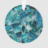 Turquoise Blue Agate Black Gold Geometric Triangle Ornament (voorkant)