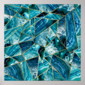 Turquoise Blue Agate Black Gold Geometric Triangle Poster (Voorkant)