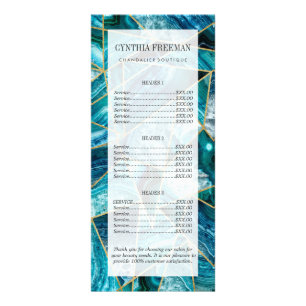 Turquoise Blue Agate Black Gold Geometric Triangle Reclamekaart