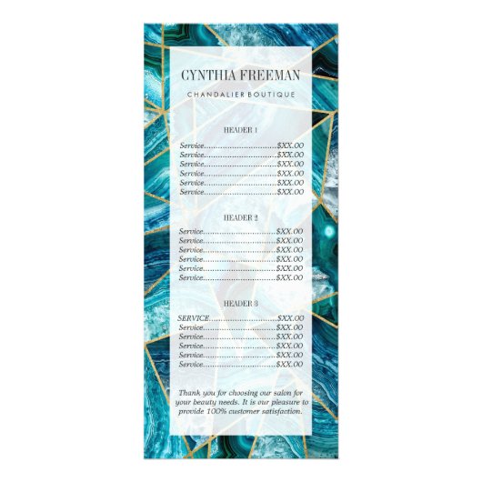 Turquoise Blue Agate Black Gold Geometric Triangle Reclamekaart (Voorkant)