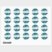 Turquoise Blue Agate Black Gold Geometric Triangle Ronde Sticker (Vel)