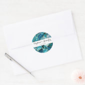 Turquoise Blue Agate Black Gold Geometric Triangle Ronde Sticker (Envelop)