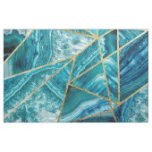 Turquoise Blue Agate Black Gold Geometric Triangle Stof (Fat Quarter)