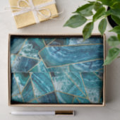 Turquoise Blue Agate Black Gold Geometric Triangle Tissuepapier (Geschenk)