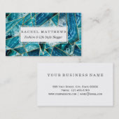 Turquoise Blue Agate Black Gold Geometric Triangle Visitekaartje (Voorkant / Achterkant)