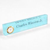 Turquoise Blue Agate Desk Name Borden Clock Naambordje