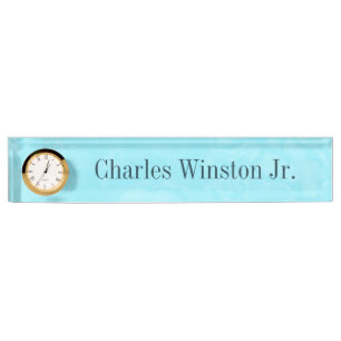 Turquoise Blue Agate Desk Name Borden Clock Naambordje