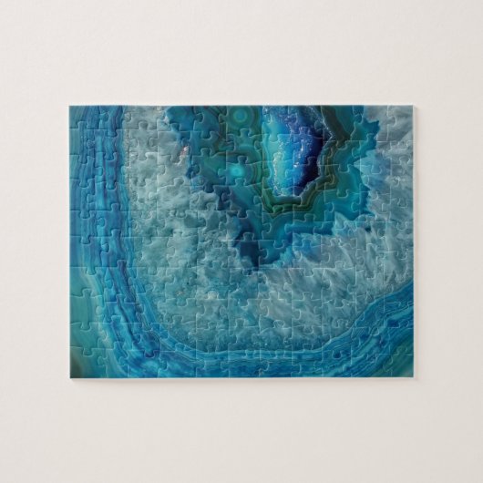 Turquoise Blue Agate Geode Gemstone Legpuzzel (Horizontaal)