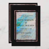 Turquoise Blue Agate Roos Gold Wedding & Party Kaart (Voorkant / Achterkant)