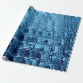 TURQUOISE BLUE ALLIGATOR CADEAUPAPIER (Uitgerold)