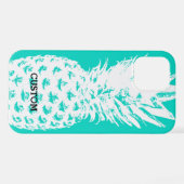 Turquoise blue anananas afbeelding iPhone 12 pro H iPhone Hoesje (Achterkant horizontaal)