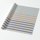 Turquoise blue and beige stripes cadeaupapier (Uitgerold)