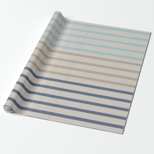 Turquoise blue and beige stripes cadeaupapier (Uitgerold)