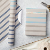 Turquoise blue and beige stripes cadeaupapier