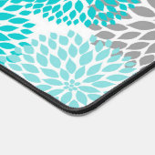 Turquoise Blue and Gray Dahlia Floral Bureaumat (Hoek)
