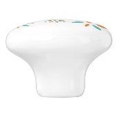 Turquoise Blue And Orange Mid Century Flowers Keramische Knop (Zijkant)