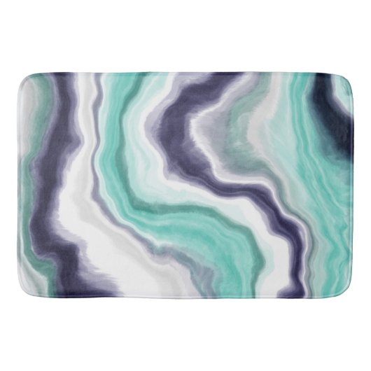 Turquoise, Blue and White Marble Swirls Badmat (Voorkant)