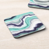 Turquoise, Blue and White Marble Swirls Bier Onderzetter (Linkerzijde)