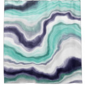Turquoise, Blue and White Marble Swirls Douchegordijn (Voorkant)