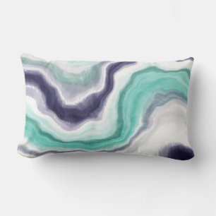 Turquoise, Blue and White Marble Swirls Kussen