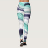 Turquoise, Blue and White Marble Swirls Leggings (Achterkant)