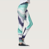 Turquoise, Blue and White Marble Swirls Leggings (Rechts)