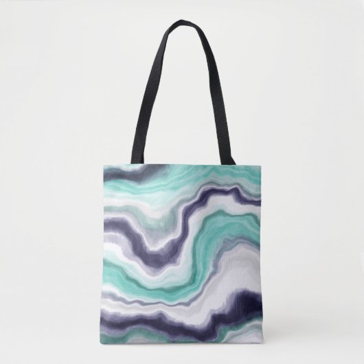 Turquoise, Blue and White Marble Swirls Tote Bag (Voorkant)