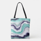 Turquoise, Blue and White Marble Swirls Tote Bag (Achterkant)