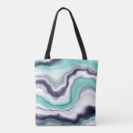Turquoise, Blue and White Marble Swirls Tote Bag (Achterkant)