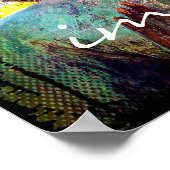 Turquoise Blue Antiek Buddha Foto Imagine Script Poster (Hoek)