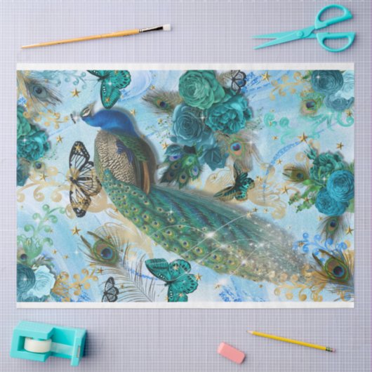 Turquoise Blue Aqua Peacock-debetpapier Tissuepapier (Craft)
