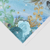 Turquoise Blue Aqua Peacock-debetpapier Tissuepapier (Detail)