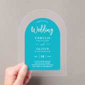 Turquoise Blue Arch Acryl Wedding nodigt uit tot m Acryl Uitnodigingen (Insitu (Draagbaar))