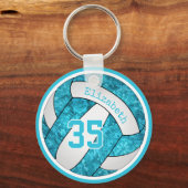 turquoise blue artsy gepersonaliseerde meisjes vol sleutelhanger (Voorkant)