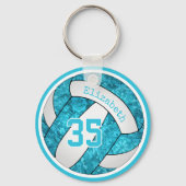 turquoise blue artsy gepersonaliseerde meisjes vol sleutelhanger (Achterkant)
