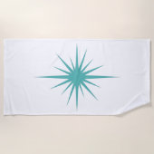 Turquoise Blue Atomic Age Star Mid Century Modern Strandlaken (Voorkant)