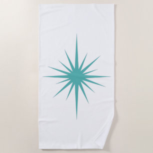 Turquoise Blue Atomic Age Star Mid Century Modern Strandlaken