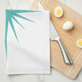 Turquoise Blue Atomic Star Mid Century Hand Towel Theedoek (Quarter Fold)