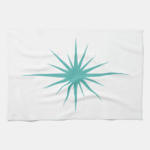 Turquoise Blue Atomic Star Mid Century Hand Towel Theedoek (Horizontaal)