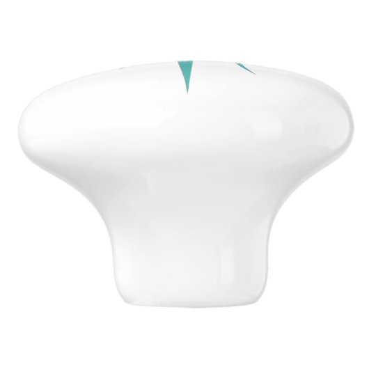 Turquoise Blue Atomic Starburst Mid Century Style Keramische Knop (Zijkant)