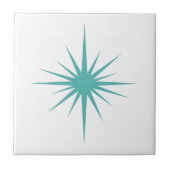 Turquoise Blue Atomic Starburst Mid-eeuwse Modern Tegeltje (Voorkant)