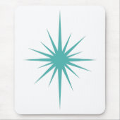 Turquoise Blue Atomic Starburst midden eeuw Muismat (Voorkant)