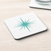 Turquoise Blue Atomic Starburst midden-eeuwse Retr Bier Onderzetter (Linkerzijde)