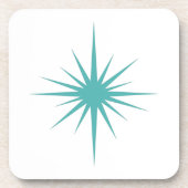 Turquoise Blue Atomic Starburst midden-eeuwse Retr Bier Onderzetter (Voorkant)